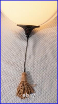 Mid Century Modern Brutatist Vintage Hanging Swag Light Pull Chain Red Orange