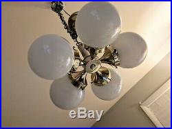 Mid Century Modern Hanging Chandelier Light MCM Vintage Ceiling Lamp 5 Globes
