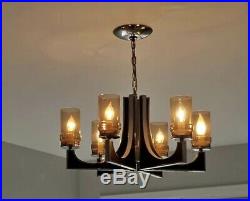 Mid Century Modern Hanging Chandelier Light MCM Vintage Ceiling Lamp 6 Globes