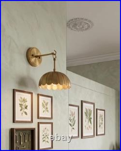 Mid Century Modern Hanging Fluted Lamp Brass Scalloped Wall Sconce French