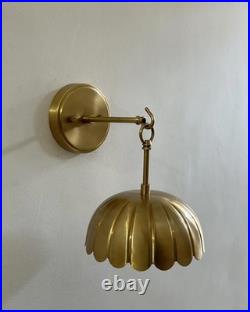 Mid Century Modern Hanging Fluted Lamp Brass Scalloped Wall Sconce French
