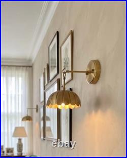 Mid Century Modern Hanging Fluted Lamp Brass Scalloped Wall Sconce French
