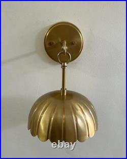 Mid Century Modern Hanging Fluted Lamp Brass Scalloped Wall Sconce French