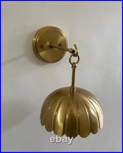 Mid Century Modern Hanging Fluted Lamp Brass Scalloped Wall Sconce French