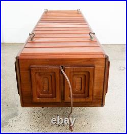 Mid Century Modern Hanging Lamp Douglas Fir Wood Vintage Swag Light Custom 1970s