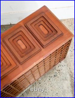 Mid Century Modern Hanging Lamp Douglas Fir Wood Vintage Swag Light Custom 1970s