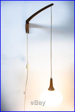 Mid Century Modern Hanging Lamp Wall Sconce Frosted Glass Light Vintage