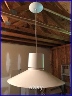 Mid Century Modern Lightolier White Pendant Lamp Danish Style