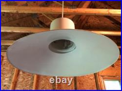 Mid Century Modern Lightolier White Pendant Lamp Danish Style