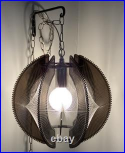 Mid Century Modern Pendant Swag Lamp Sphere Lucite Filament String Secon Style