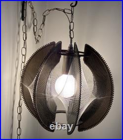 Mid Century Modern Pendant Swag Lamp Sphere Lucite Filament String Secon Style