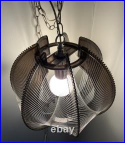 Mid Century Modern Pendant Swag Lamp Sphere Lucite Filament String Secon Style
