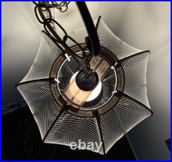 Mid Century Modern Pendant Swag Lamp Sphere Lucite Filament String Secon Style