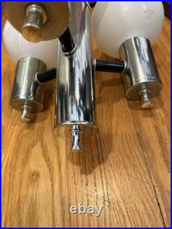 Mid Century Modern Plug Swag Vintage Chrome 3 light Chandelier Glass Globe MCM