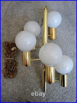 Mid Century Modern Robert Sonneman Brass Waterfall Swag Lamp Light Chandelier