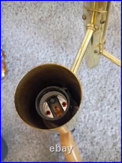 Mid Century Modern Robert Sonneman Brass Waterfall Swag Lamp Light Chandelier