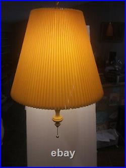 Mid Century Modern Swag Lamp Yellow Original Vintage Pendant Great Condition