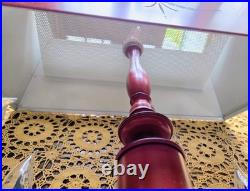 Mid Century Modern deep red & black TOLEWARE metal 4-Arm HANGING LIGHT FIXTURE