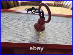 Mid Century Modern deep red & black TOLEWARE metal 4-Arm HANGING LIGHT FIXTURE