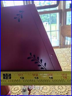 Mid Century Modern deep red & black TOLEWARE metal 4-Arm HANGING LIGHT FIXTURE