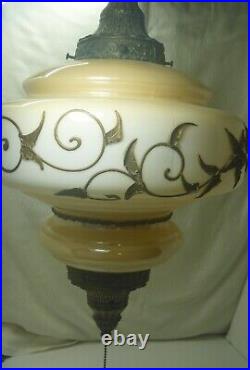 Mid Century Saucer Vintage Antique Hanging Light Swag Lamp