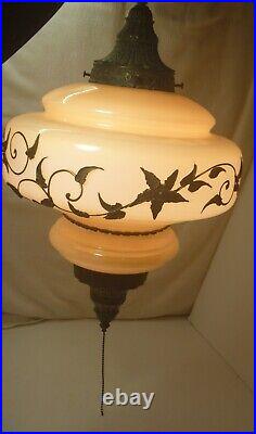 Mid Century Saucer Vintage Antique Hanging Light Swag Lamp