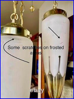 Mid Century Space Age Regency Moderne 3 Tier Swag Light With Bullet Glass Shades