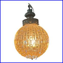 Mid Century Swag Chandelier Glass Globe Hanging Chain Light Plug In Lamp WORKS