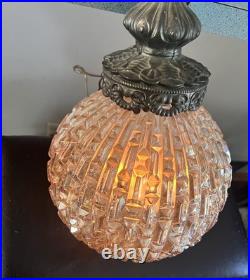 Mid Century Swag Chandelier Glass Globe Hanging Chain Light Plug In Lamp WORKS