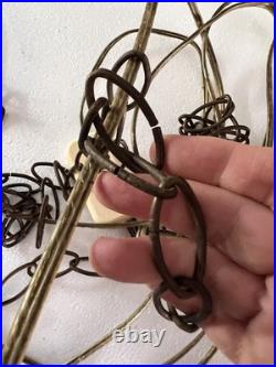 Mid Century Swag Chandelier Glass Globe Hanging Chain Light Plug In Lamp WORKS