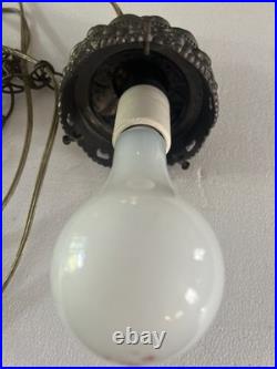 Mid Century Swag Chandelier Glass Globe Hanging Chain Light Plug In Lamp WORKS