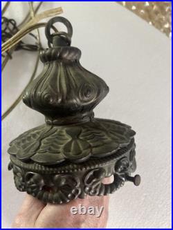 Mid Century Swag Chandelier Glass Globe Hanging Chain Light Plug In Lamp WORKS