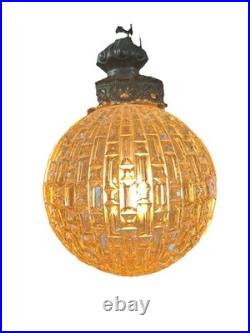 Mid Century Swag Chandelier Glass Globe Hanging Chain Light Plug In Lamp WORKS