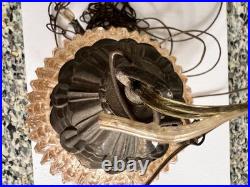 Mid Century Swag Chandelier Glass Globe Hanging Chain Light Plug In Lamp WORKS