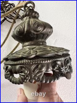 Mid Century Swag Chandelier Glass Globe Hanging Chain Light Plug In Lamp WORKS