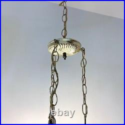 Mid Century Swag Glass Lamp Light Hollywood Regency 3 Tier Pineapple VTG Diamond