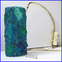 Mid Century Swag Lamp Blue Green Hanging Light Chunky Lucite Plastic Vintage