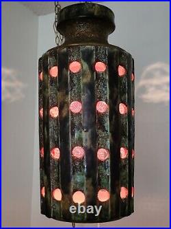Mid Century Vintage Ceramic Hanging Swag Lamp