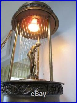 Mid Century Vtg NUDE Goddess RAIN / OIL HANGING / SWAG LAMP 30