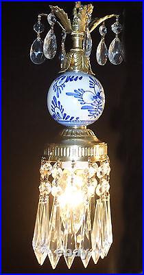 Mini SWAG Plugin Vintage lantern porcelain DELFT BLUE tole Brass hanging lamp