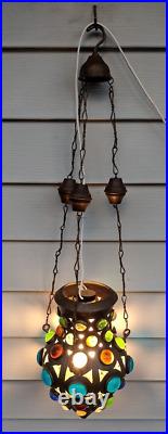 Moroccan Brass Metal Hanging Shahrazad Pendant Lantern Candle Persia 1800s 19th
