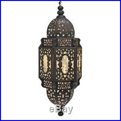 Moroccan Style Glass Lantern Antique Vintage Distressed Tin Handmade Light Decor