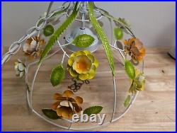 NEW In Box Vtg 1960's-70's Retro Metal Flower Power Groovy Hanging Swag Light