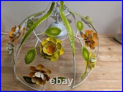 NEW In Box Vtg 1960's-70's Retro Metal Flower Power Groovy Hanging Swag Light