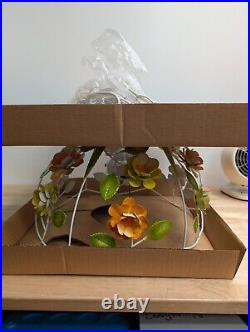 NEW In Box Vtg 1960's-70's Retro Metal Flower Power Groovy Hanging Swag Light