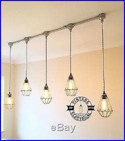 New Industrial 5 X Cage Hanging Lights Ceiling Vintage Lamps Cafe Barn Pub