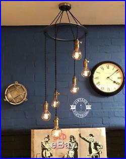 New Industrial Chandelier 6 X Pendant Hanging Lights Ceiling Vintage Lamps