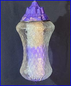 New Orleans Swag Lamp Hanging Clear With Black Light Honeycomb Purple & Gold