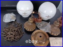 New Vintage 2 Globe Swag Light Lamp Ceiling Wall Fixture Antique Brass 60s 70s