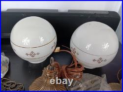 New Vintage 2 Globe Swag Light Lamp Ceiling Wall Fixture Antique Brass 60s 70s